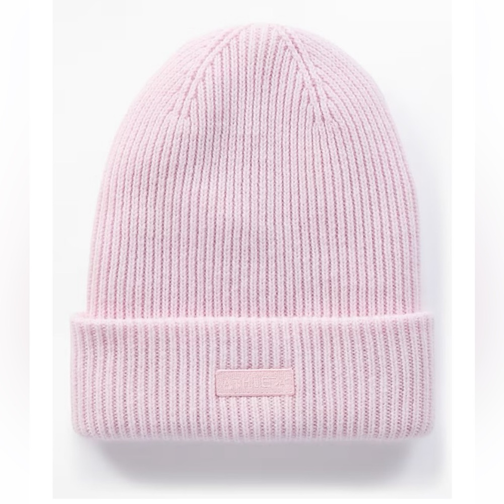 Athleta Light Pink Ribbed Knit Beanie